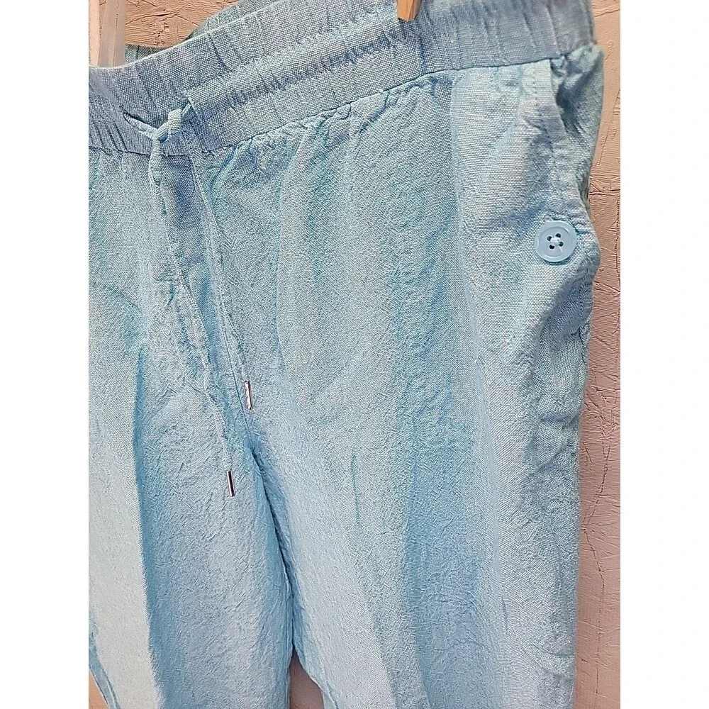 Jones New York Blue Linen Stonewash Ankle‎ Pants XL
